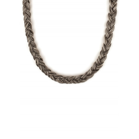 Fashionable plaited metal choker necklace | silver-plated