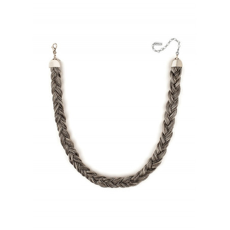 Fashionable plaited metal choker necklace | silver-plated75924