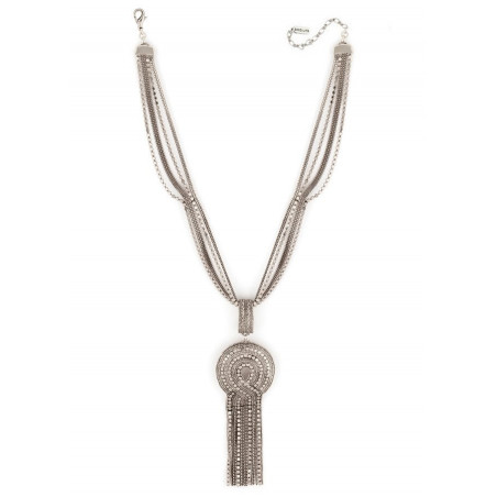 Graphic metal sautoir necklace | silver-plated75934