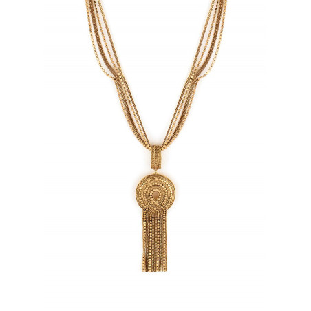 Contemporary metal sautoir necklace | gold-plated