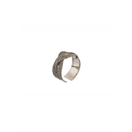 Glamorous plaited metal adjustable ring | silver-plated