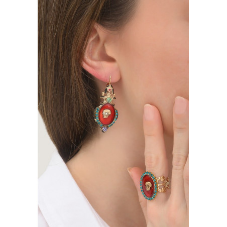 Glamorous skull and crystal sleeper earrings | multicoloured76014