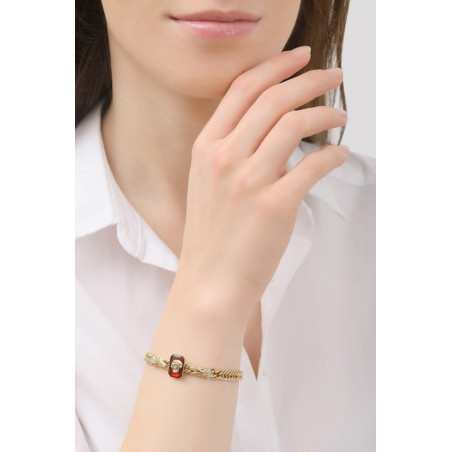 Rock skull and rhinestones hand flexible bracelet | multicoloured76041