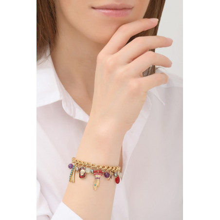 Fantasy pendant and  bead flexible bracelet | multicoloured76043