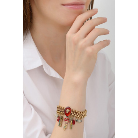 Fantasy multi-strand pompom and bead bracelet | multicoloured76044