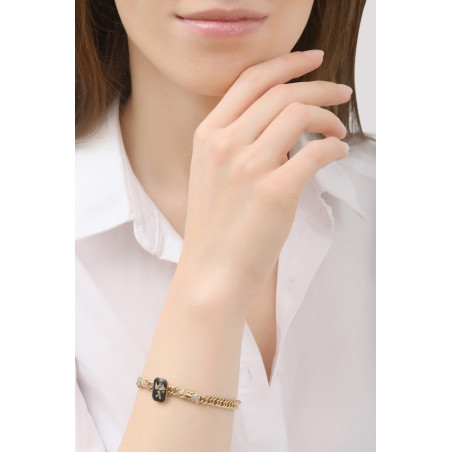 Romantic angel and rhinestone hand flexible bracelet | black76052