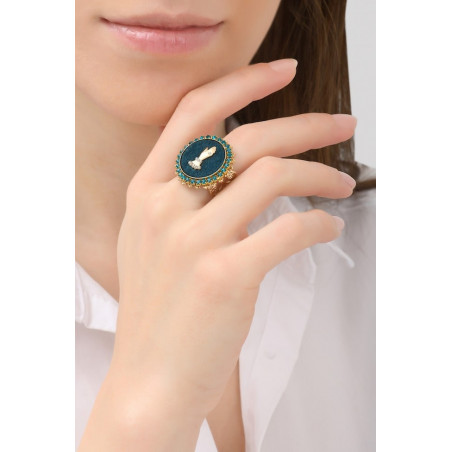 Sophisticated velvet and rhinestone hand adjustable ring | multicoloured76064