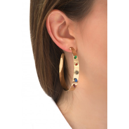 Boucles d'oreilles créoles percées mode lapis lazuli et jade | multicolore76090