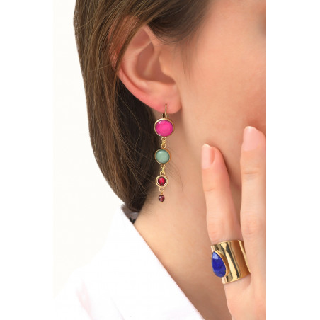Boucles d'oreilles dormeuses pop grenat et cristal | multicolore76101