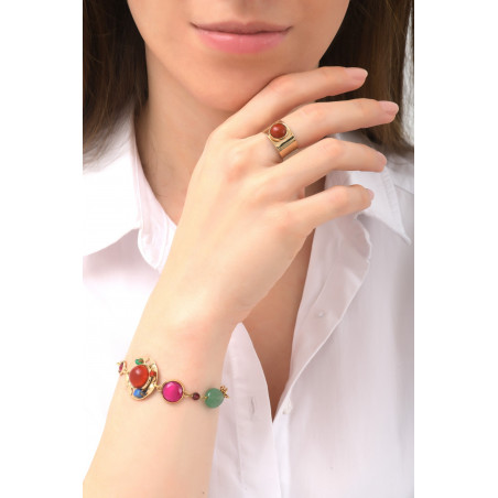 Fashionable garnet, aventurine and lapis lazuli flexible bracelet l multicoloured76103