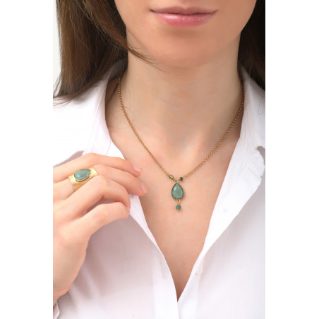 Collier pendentif féminin aventurine et perles de rivière | vert76122