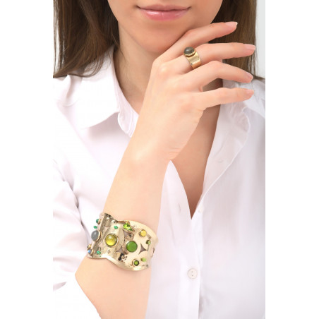 Bracelet manchette féminin jade agate et cristal | vert76124