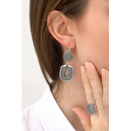 Fashionable metal sleeper earrings l silver-plated76152