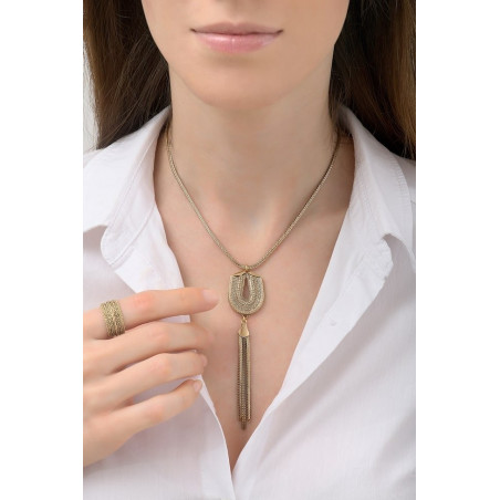 Collier pendentif féminin pompon de chainettes métal | doré76199