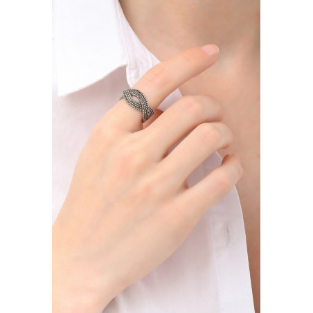 Glamorous plaited metal adjustable ring | silver-plated76202