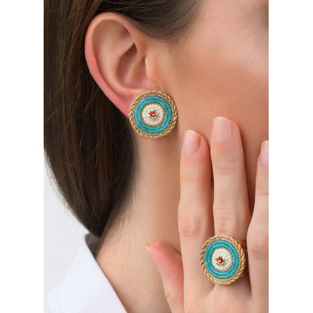 Voluptuous clip earrings with crystals l Blue83472