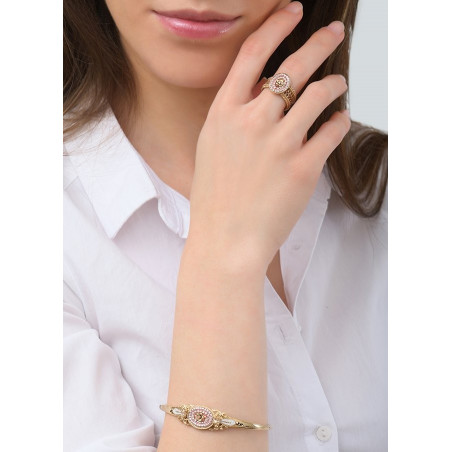 Bracelet jonc précieux perles du Japon et cristaux | rose83667