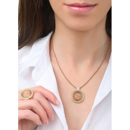 Collier pendentif poétique perles du Japon et cristaux | rose83707