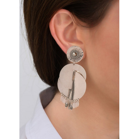 Feminine metal crystal clip-on earrings l silver-plated83930