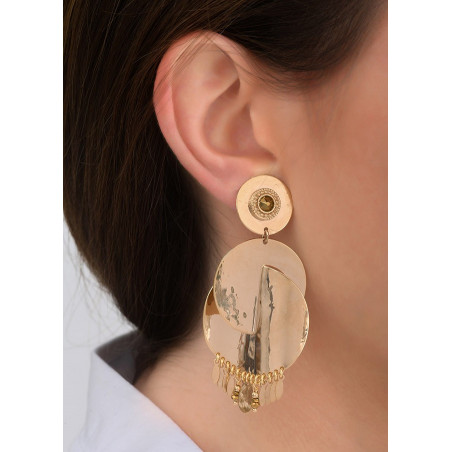 Glamorous metal crystal clip-on earrings l gold-plated83940