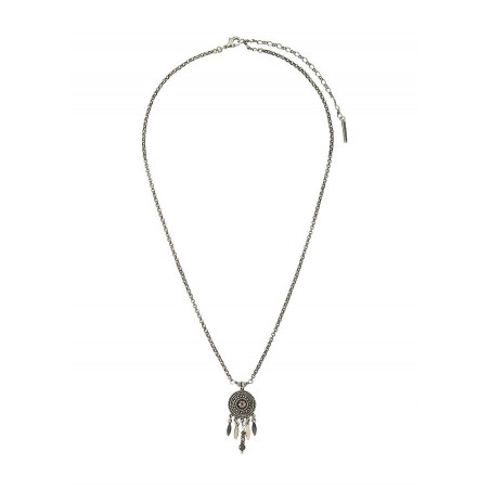Poetic metal and Swarovksi crystal pendant necklace | silver-plated
