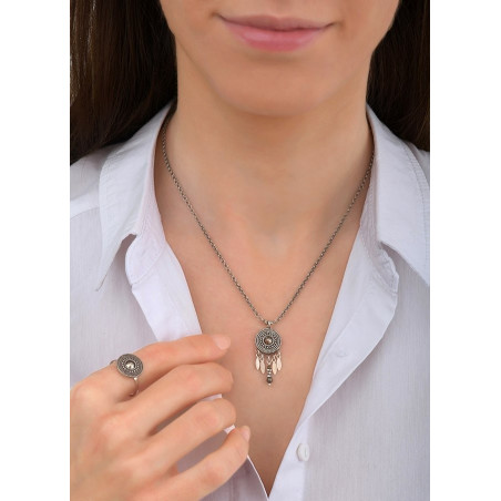 Poetic metal and Swarovksi crystal pendant necklace | silver-plated84070