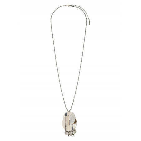 Chic metal and pyrite sautoir necklace | silver-plated