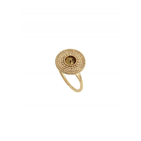 Refined metal and Swarovksi crystal ring | gold-plated