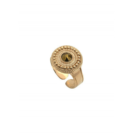 Sophisticated metal crystal ring - gold-plated