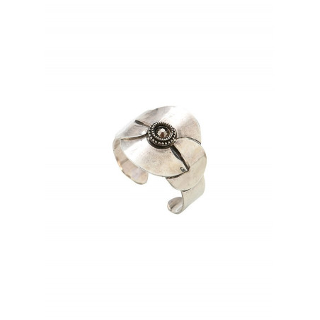 Ethnic metal crystal ring | silver-plated