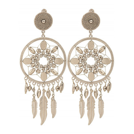 Ethnic chic metal clip-on earrings | silver-plated