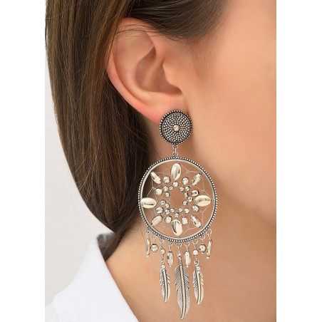 Ethnic chic metal clip-on earrings | silver-plated84365