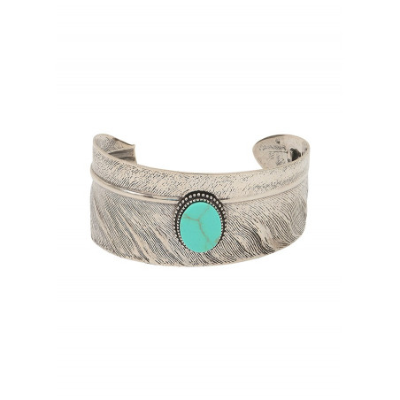Bracelet manchette ajustable tendance métal | turquoise
