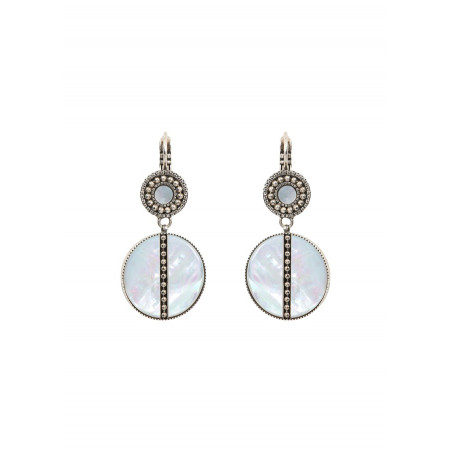 Poetic mother-of-pearl and metal sleeper earrings | white