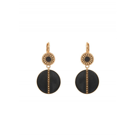 Mysterious mother-of-pearl and metal sleeper earrings l black