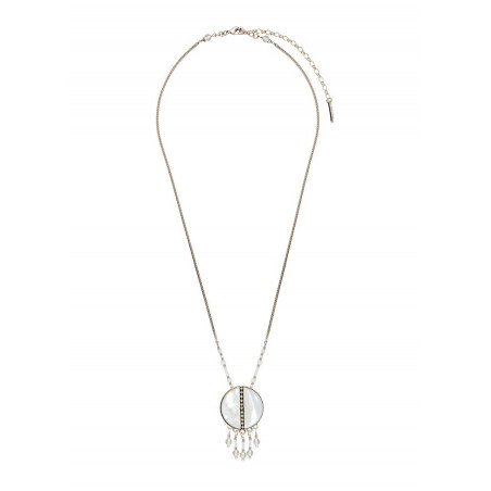 Feminine mother-of-pearl and rock crystal pendant necklace | white