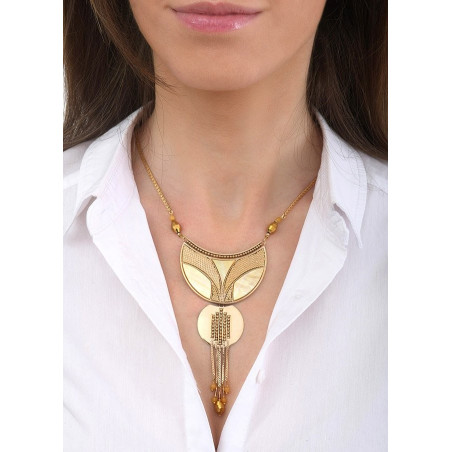 Sunny mother-of-pearl and jade breast-plate necklace | yellow84842