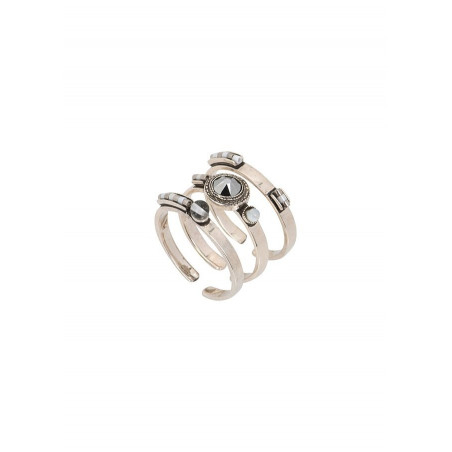 Refined rock crystal crystal adjustable cocktail ring | white