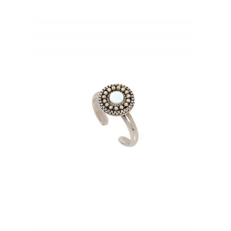 Romantic mother-of-pearl and metal adjustable ring| white