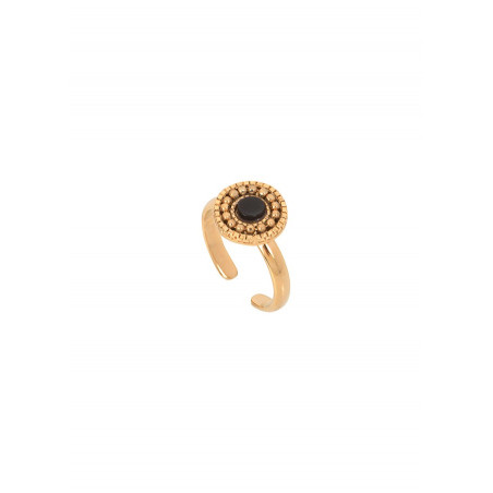Ethnic chic mother-of-pearl and metal adjustable ring| black