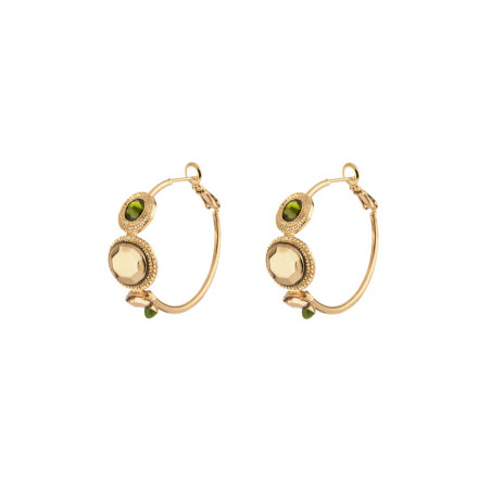 Refined hoop earrings for pierced ears with jade | Khaki