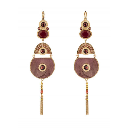 Graphic feather sleepers earrings l Mauve
