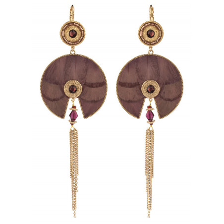Sophisticated feather sleepers earrings l Mauve