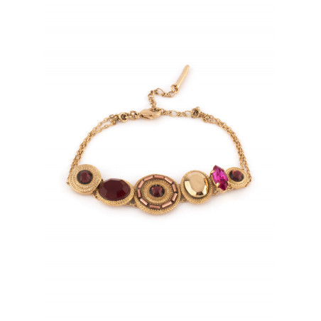 Ethnic crystal and Japanese bracelet|Mauve