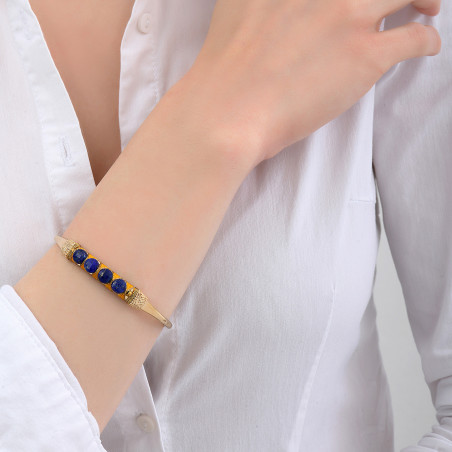 Mysterious woven adjustable lapis lazuli bangle |blue85120