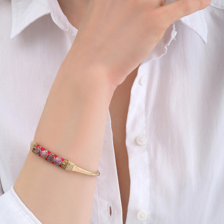 Romantic woven adjustable tourmaline bangle | pink85124