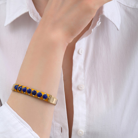 Poetic woven adjustable lapis lazuli bangle - blue85130