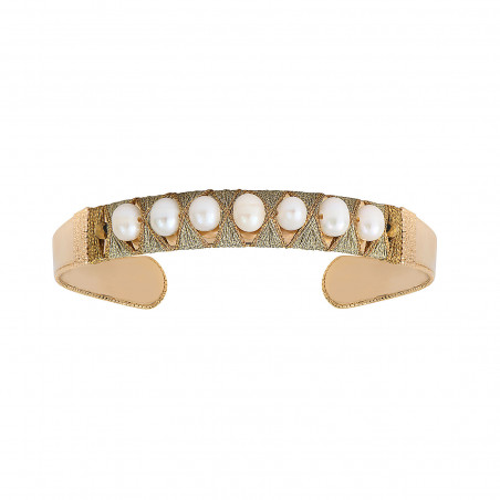 Timeless woven adjustable pearl bangle | white
