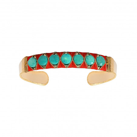 Bohemian woven adjustable turquoise bangle | turquoise
