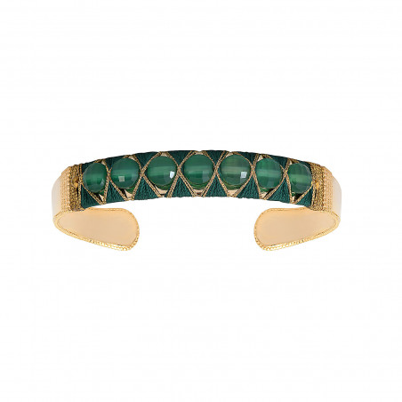 Contemporary woven adjustable agate bangle | green
